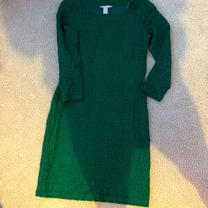 Green lace print dress